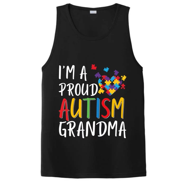 I'm A Proud Autism Grandma Awareness Puzzle Ribbon Cute Gift Performance Tank