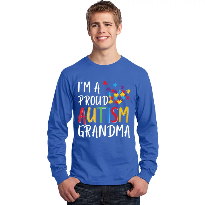 I'm A Proud Autism Grandma Awareness Puzzle Ribbon Cute Gift Long Sleeve Shirt