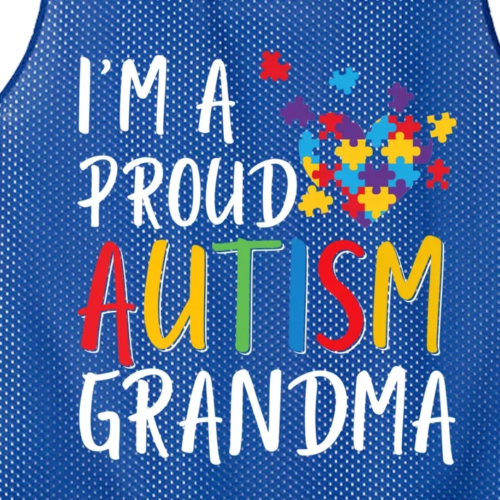 I'm A Proud Autism Grandma Awareness Puzzle Ribbon Cute Gift Mesh Reversible Basketball Jersey Tank