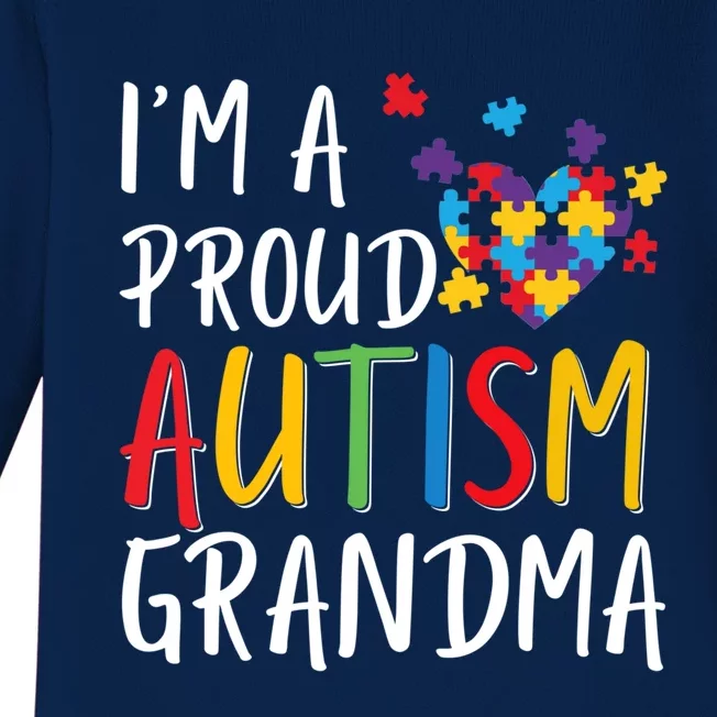 I'm A Proud Autism Grandma Awareness Puzzle Ribbon Cute Gift Baby Long Sleeve Bodysuit