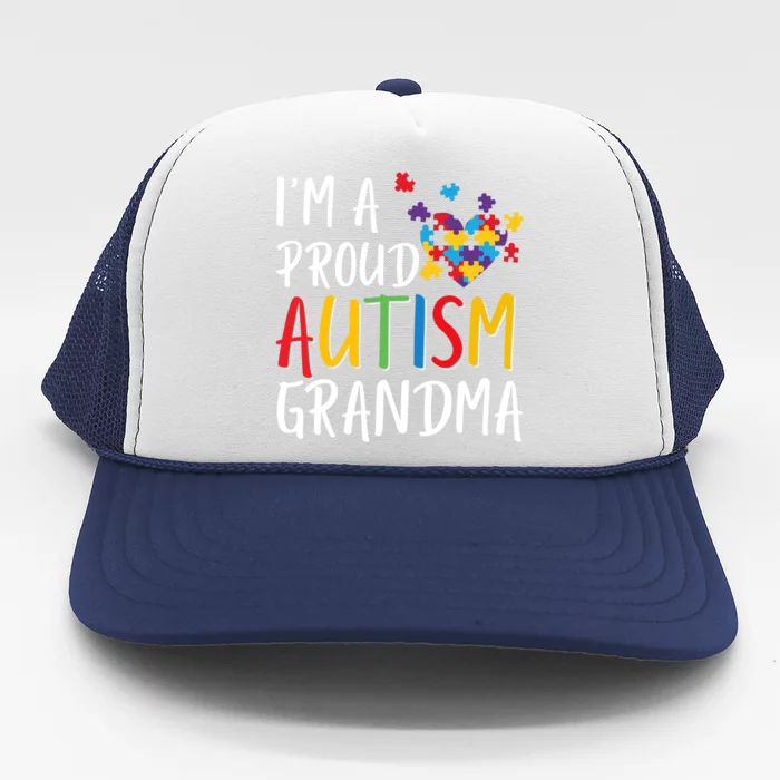 I'm A Proud Autism Grandma Awareness Puzzle Ribbon Cute Gift Trucker Hat