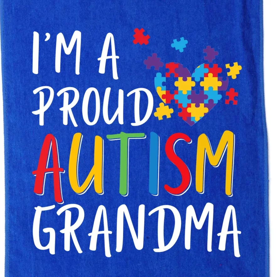 I'm A Proud Autism Grandma Awareness Puzzle Ribbon Cute Gift Platinum Collection Golf Towel