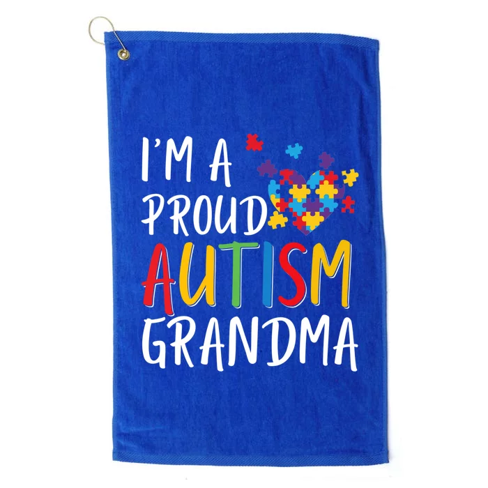 I'm A Proud Autism Grandma Awareness Puzzle Ribbon Cute Gift Platinum Collection Golf Towel