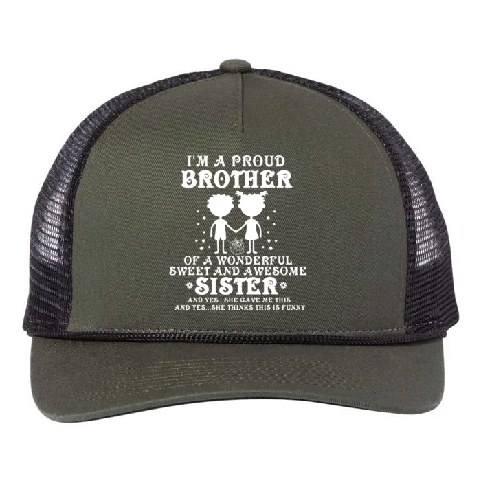 I'm A Proud Brother Of A Wonderful Sweet And Awesome Sister Retro Rope Trucker Hat Cap