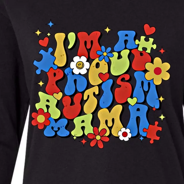 IM A Proud Autism Mama Autism Mom Retro Groovy Mothers Day Great Gift Womens Cotton Relaxed Long Sleeve T-Shirt