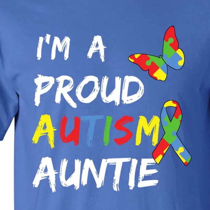 I'm A Proud Autism Auntie Awareness Puzzle Ribbon Cute Gift Tall T-Shirt