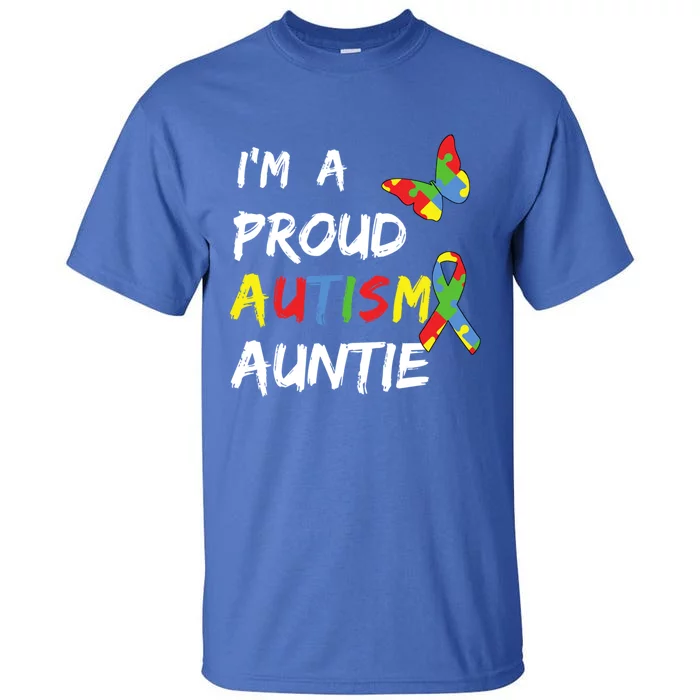 I'm A Proud Autism Auntie Awareness Puzzle Ribbon Cute Gift Tall T-Shirt