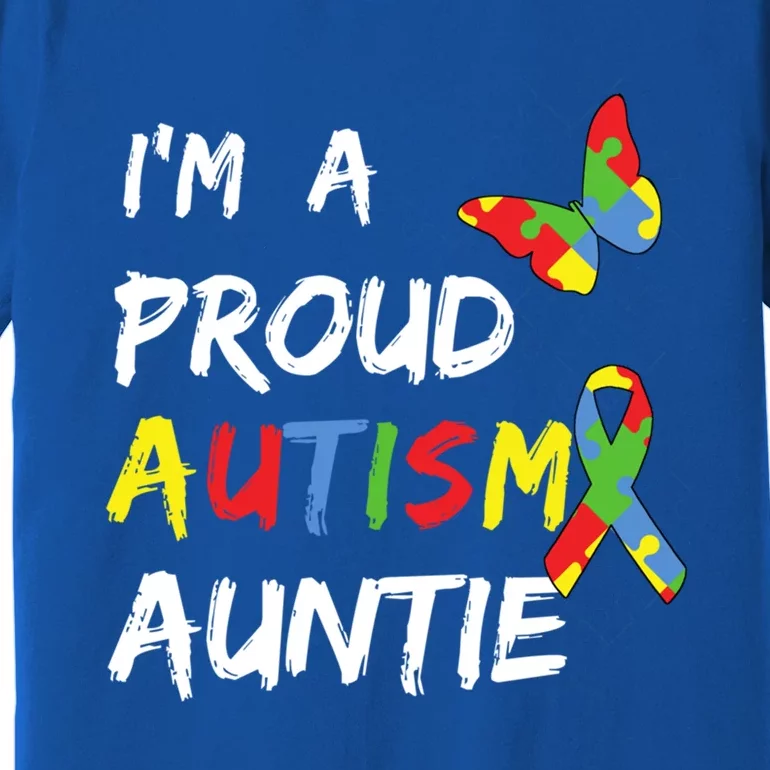 I'm A Proud Autism Auntie Awareness Puzzle Ribbon Cute Gift Premium T-Shirt