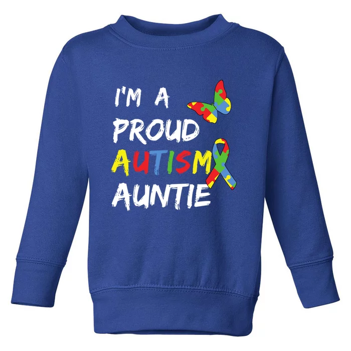 I'm A Proud Autism Auntie Awareness Puzzle Ribbon Cute Gift Toddler Sweatshirt