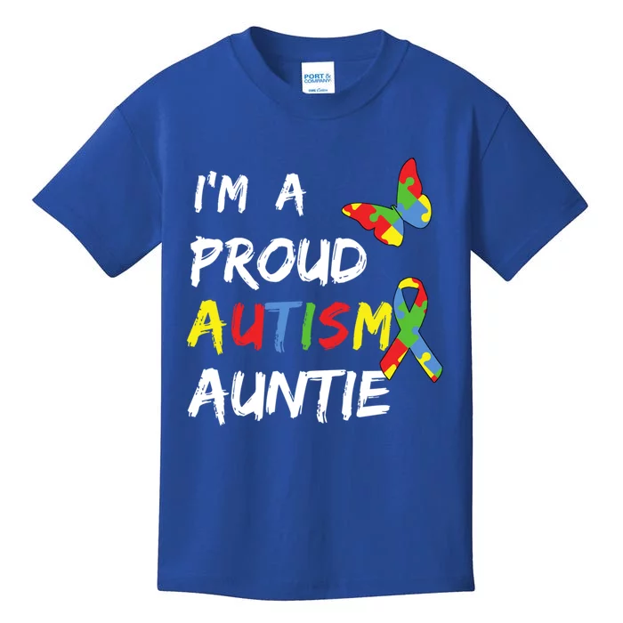 I'm A Proud Autism Auntie Awareness Puzzle Ribbon Cute Gift Kids T-Shirt