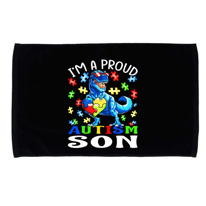 I'm A Proud Autism Son Dinosaur Cool Gift Microfiber Hand Towel