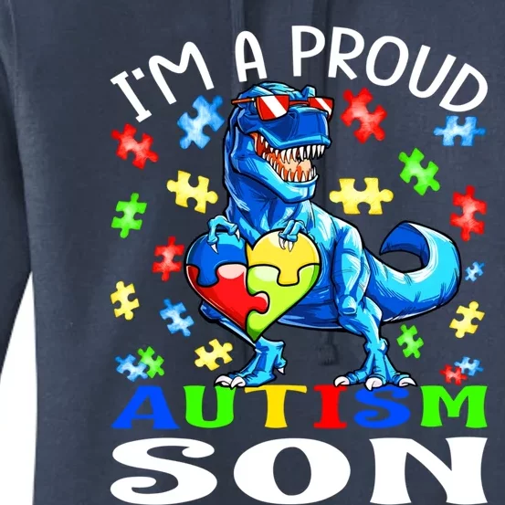 I'm A Proud Autism Son Dinosaur Cool Gift Women's Pullover Hoodie