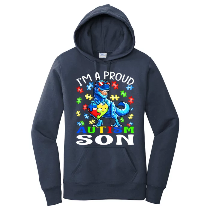 I'm A Proud Autism Son Dinosaur Cool Gift Women's Pullover Hoodie