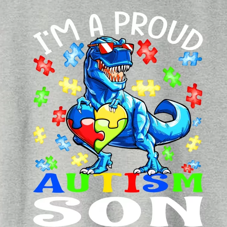 I'm A Proud Autism Son Dinosaur Cool Gift Women's Crop Top Tee