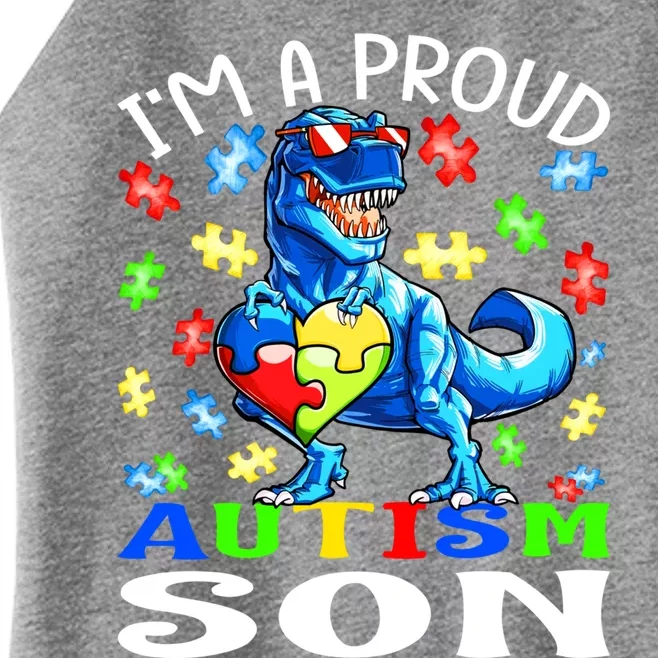 I'm A Proud Autism Son Dinosaur Cool Gift Women’s Perfect Tri Rocker Tank