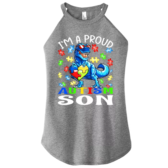 I'm A Proud Autism Son Dinosaur Cool Gift Women’s Perfect Tri Rocker Tank