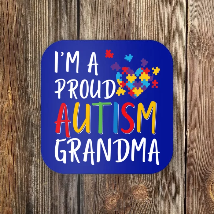 I'm A Proud Autism Grandma Awareness Puzzle Ribbon Cute Gift Coaster