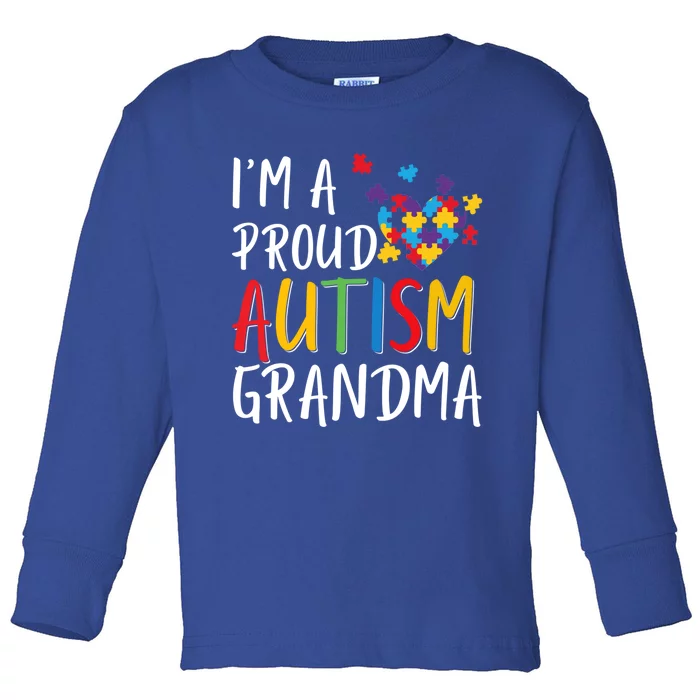 I'm A Proud Autism Grandma Awareness Puzzle Ribbon Cute Gift Toddler Long Sleeve Shirt