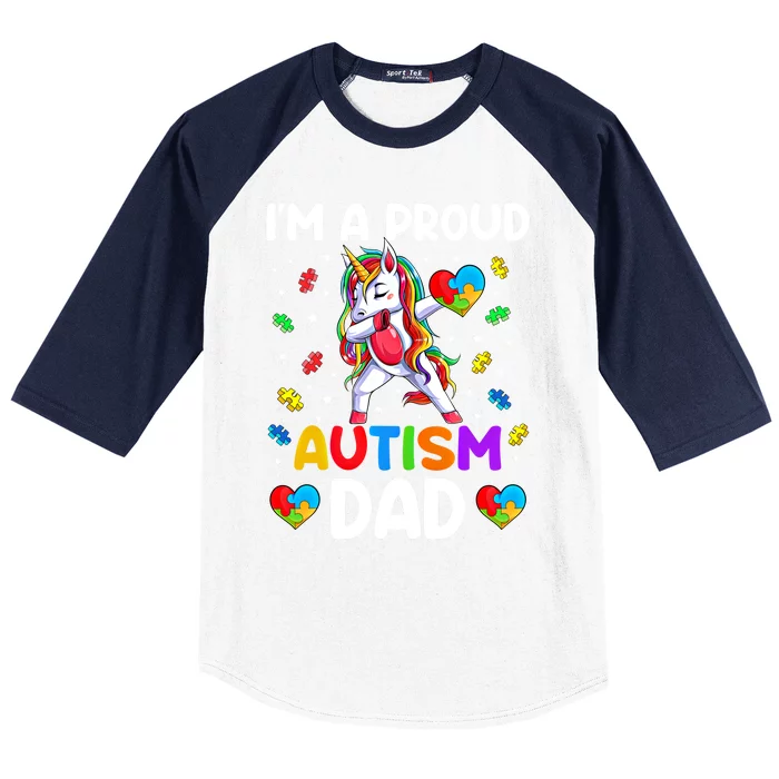 IM A Proud Dad Autism Awareness Dabbing Unicorn Cool Gift Baseball Sleeve Shirt