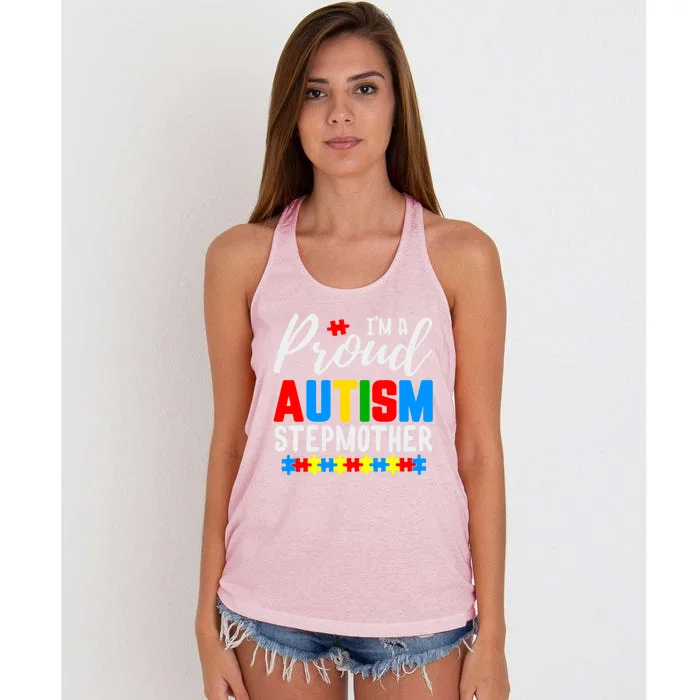 I'm A Proud Autism Stepmother Autism Gift Women's Knotted Racerback Tank