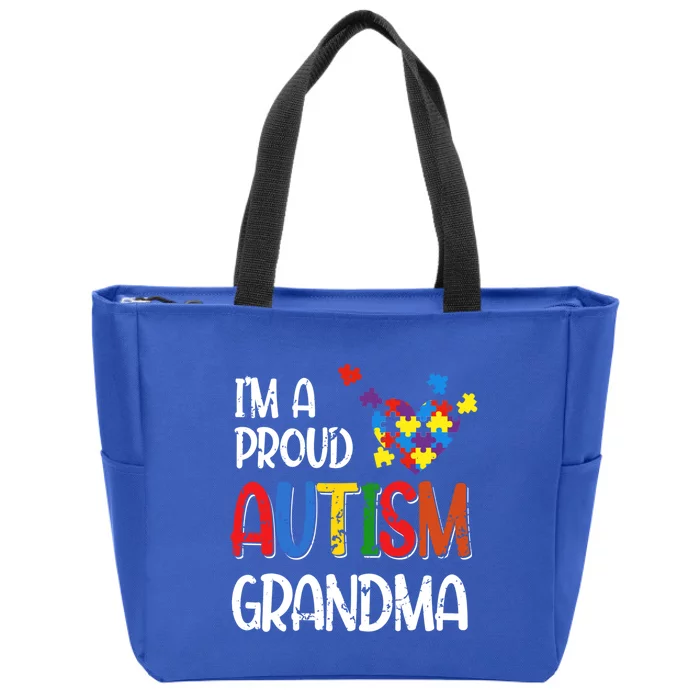 I'm A Proud Autism Grandma Autism Awareness Costume Heart Funny Gift Zip Tote Bag