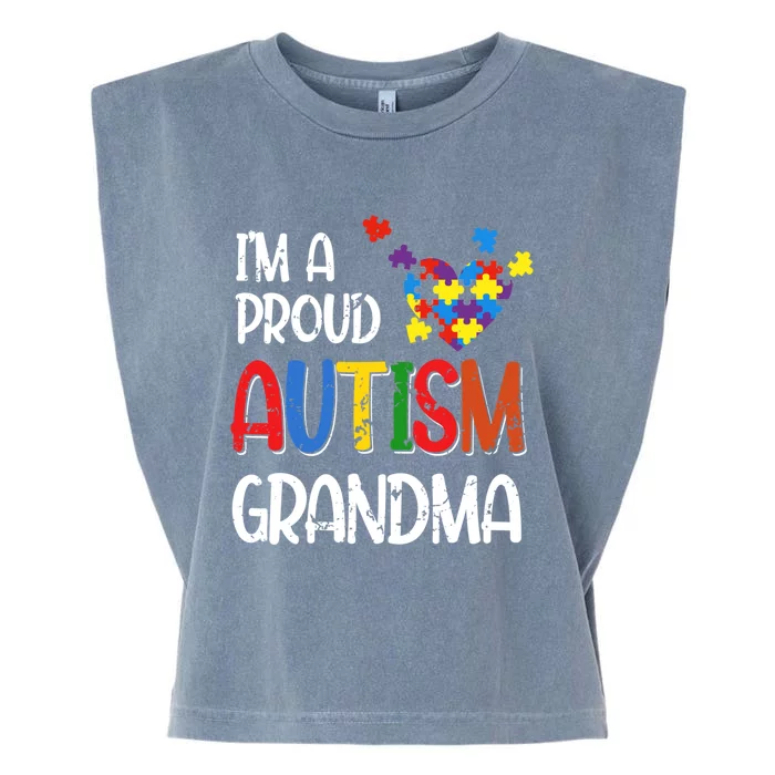 I'm A Proud Autism Grandma Autism Awareness Costume Heart Funny Gift Garment-Dyed Women's Muscle Tee