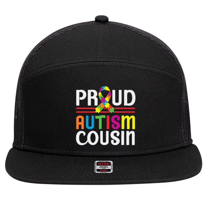 IM A Proud Autism Cousin Autism Awareness 7 Panel Mesh Trucker Snapback Hat