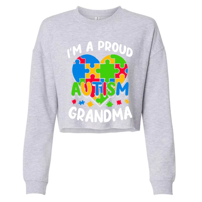 I'm A Proud Autism Grandma Awareness Gift Cropped Pullover Crew