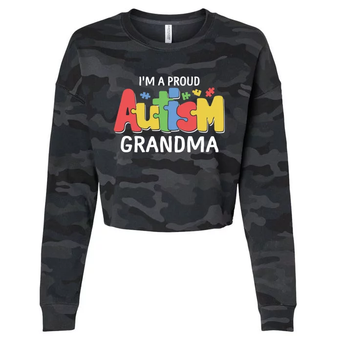 I'm A Proud Autism Grandma Awareness Gift Cropped Pullover Crew