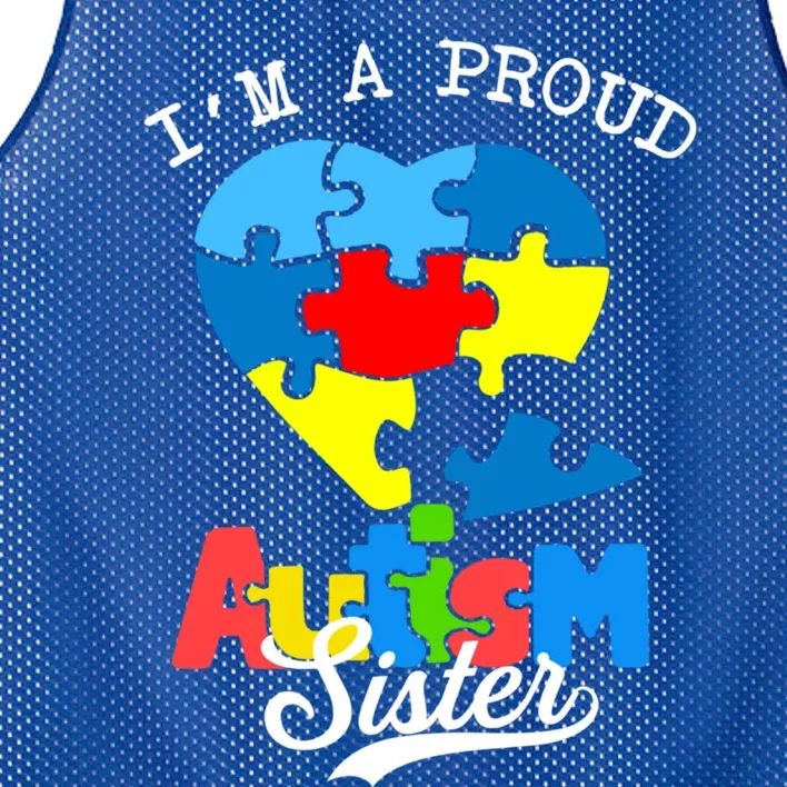 Im A Proud Autism Sister Awareness Autistic Heart Gift Mesh Reversible Basketball Jersey Tank