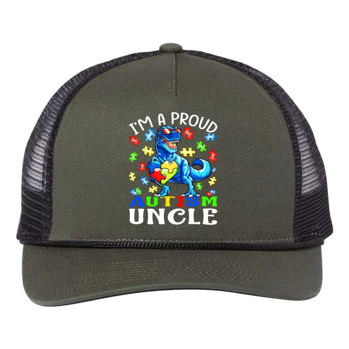 I'm A Proud Autism Uncle Dinosaur Cool Gift Retro Rope Trucker Hat Cap