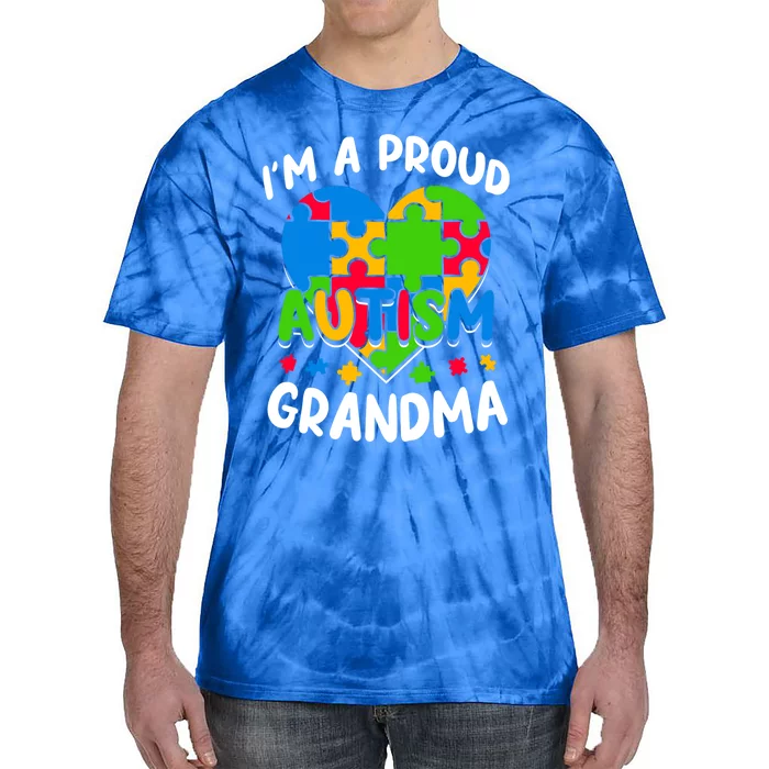 I'm A Proud Autism Grandma Awareness Gift Tie-Dye T-Shirt