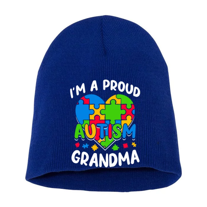 I'm A Proud Autism Grandma Awareness Gift Short Acrylic Beanie