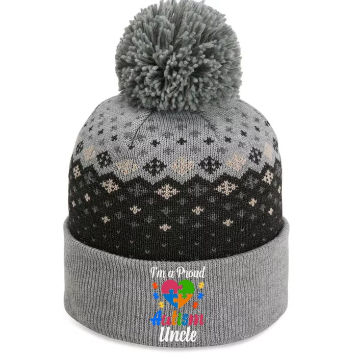 I'm A Proud Autism Uncle Gift The Baniff Cuffed Pom Beanie