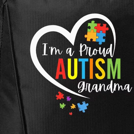 I'm A Proud Grandma Love Heart Autism Awareness Puzzle City Backpack