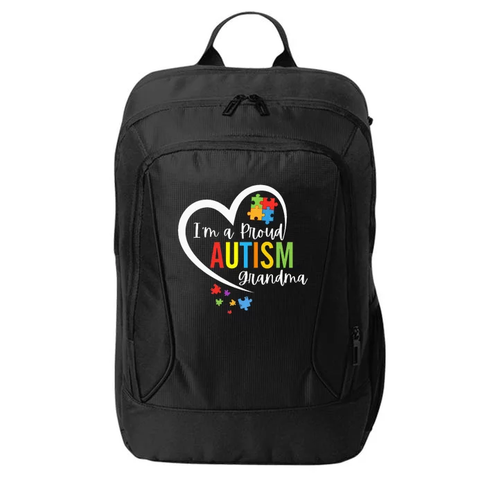 I'm A Proud Grandma Love Heart Autism Awareness Puzzle City Backpack