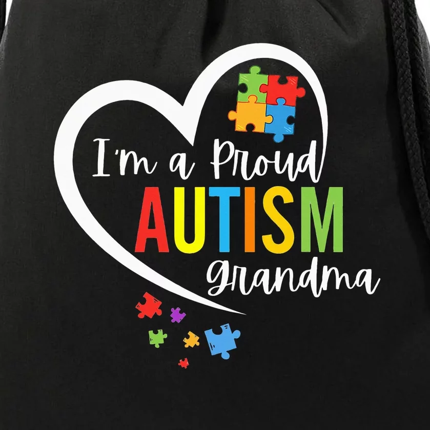 I'm A Proud Grandma Love Heart Autism Awareness Puzzle Drawstring Bag