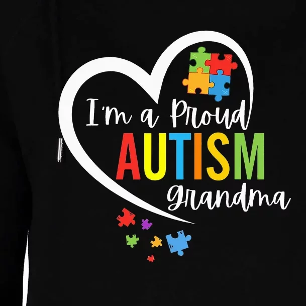 I'm A Proud Grandma Love Heart Autism Awareness Puzzle Womens Funnel Neck Pullover Hood