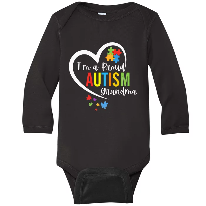 I'm A Proud Grandma Love Heart Autism Awareness Puzzle Baby Long Sleeve Bodysuit