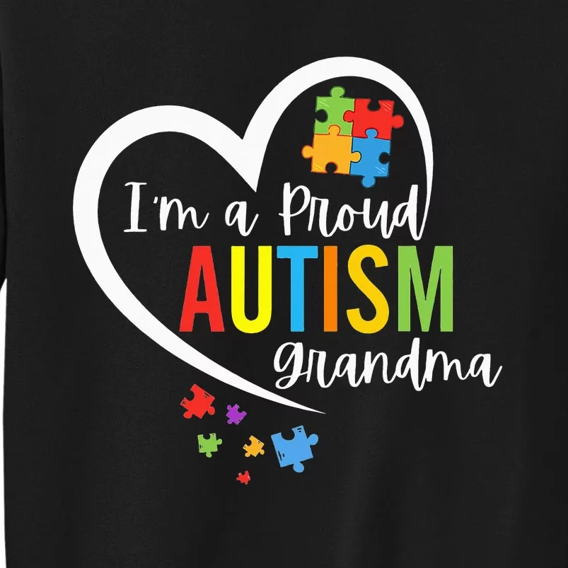 I'm A Proud Grandma Love Heart Autism Awareness Puzzle Tall Sweatshirt