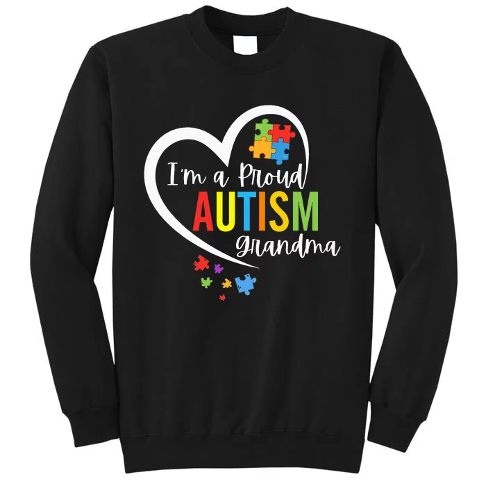 I'm A Proud Grandma Love Heart Autism Awareness Puzzle Tall Sweatshirt