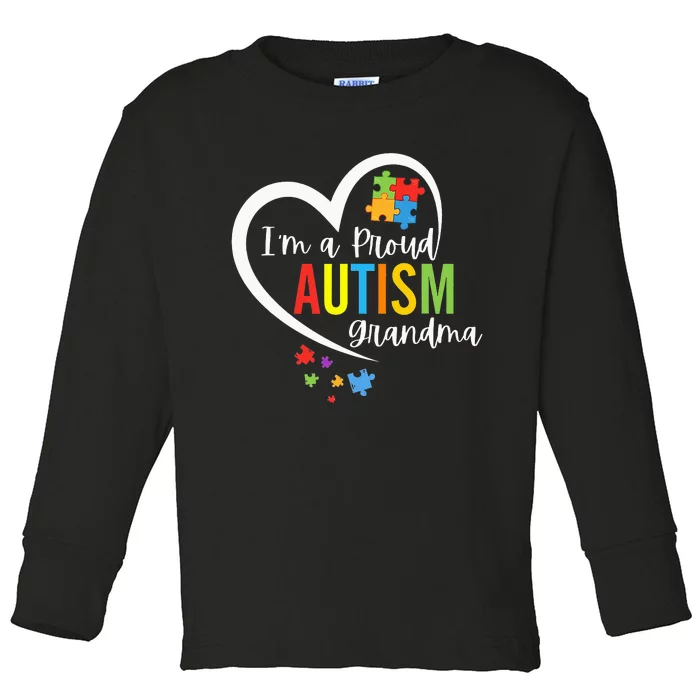 I'm A Proud Grandma Love Heart Autism Awareness Puzzle Toddler Long Sleeve Shirt