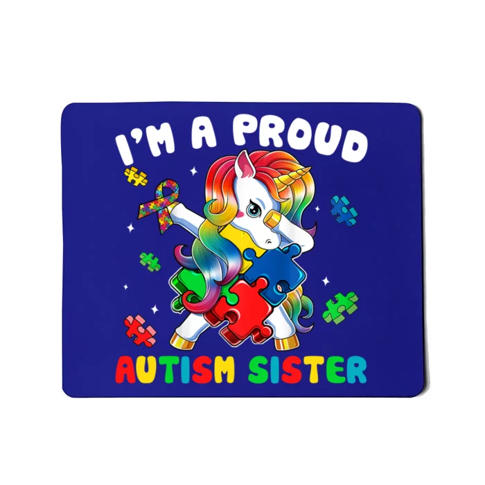 I'm A Proud Sister Dabbing Unicorn Autism Awareness Puzzle Gift Mousepad