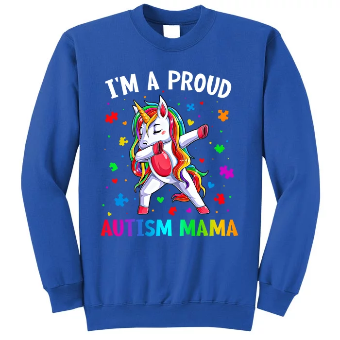 IM A Proud Autism Mama Dabbing Unicorn Autism Puzzle Piece Gift Tall Sweatshirt