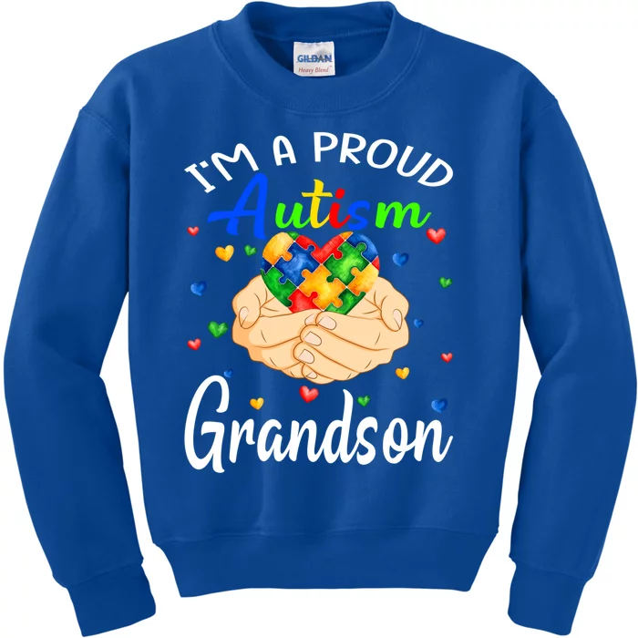 I'm A Proud Autism Grandson Autism Awareness Autistic Gift Kids Sweatshirt