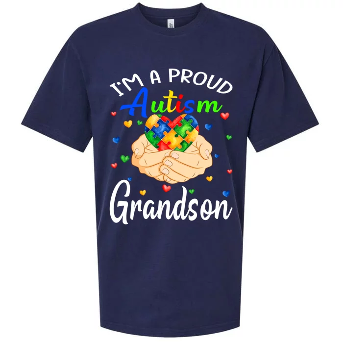 I'm A Proud Autism Grandson Autism Awareness Autistic Gift Sueded Cloud Jersey T-Shirt