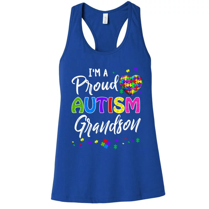 I'm A Proud Autism Grandson Gift Autism Awareness Funny Gift Women's Racerback Tank