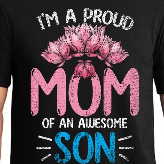 Im A Proud Mom Of An Awesome Son Mothers Day Floral Mom Gift Pajama Set