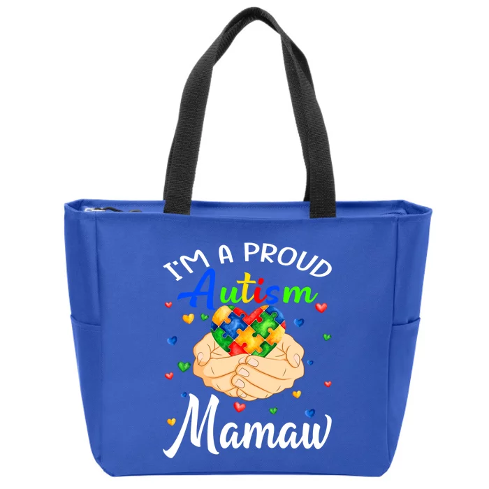 I'm A Proud Autism Mamaw Autism Awareness Autistic Gift Zip Tote Bag