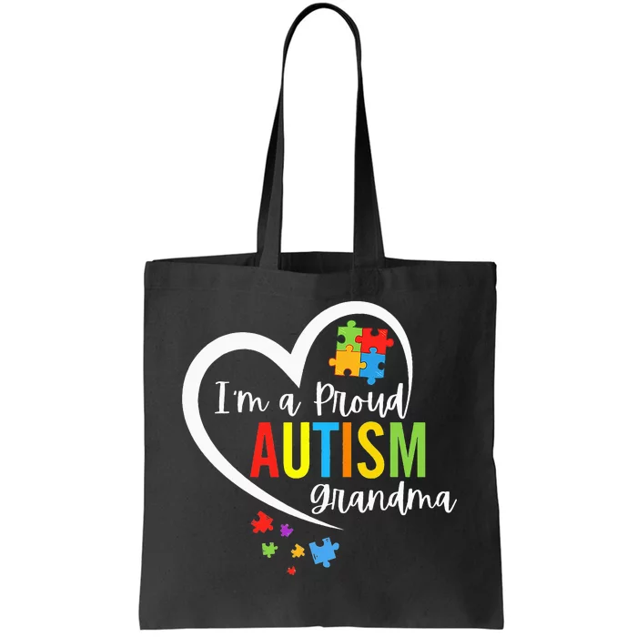 I'm A Proud Grandma Love Puzzle Heart Autism Tote Bag